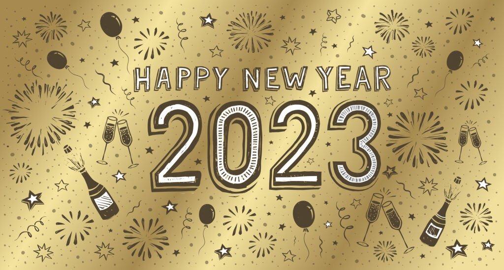 Happy New Year 2023 doodle card
