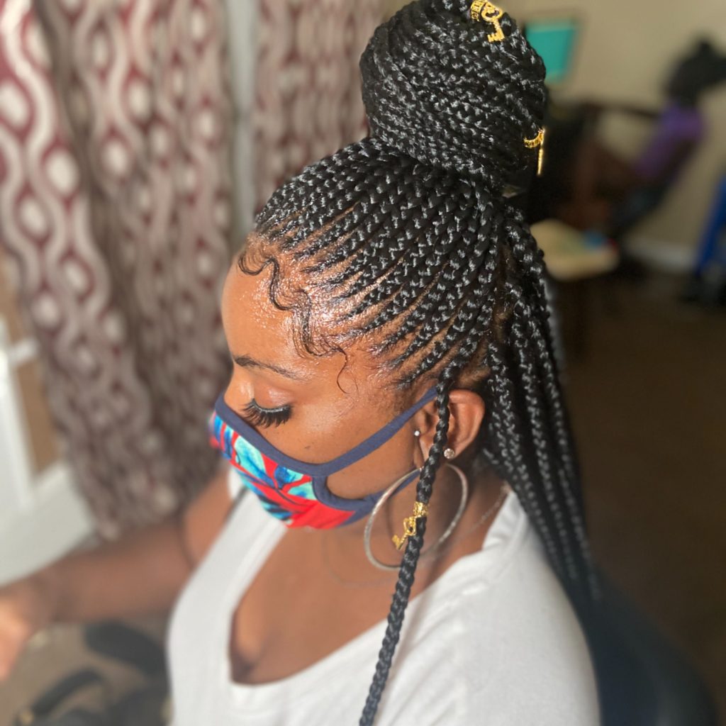 Block Braids Half Down