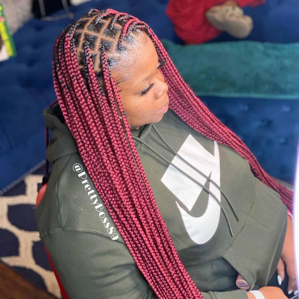 Burgundy Box Braids