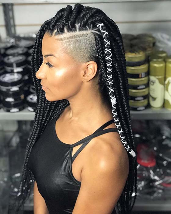 One Side Box Braids