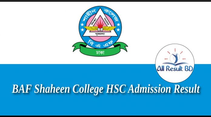 BAF Shaheen College HSC Admission Result