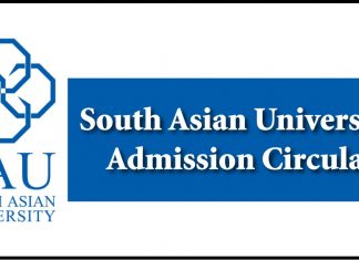 South Asian University Admission Circular
