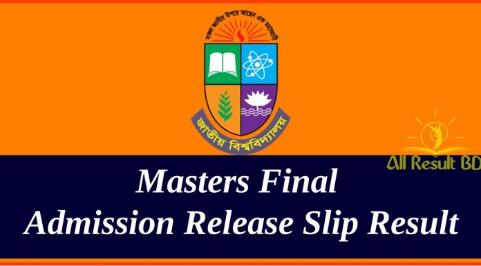 Masters Final Admission Release Slip Result