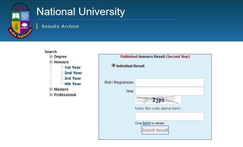 Honours 2nd Year Result 