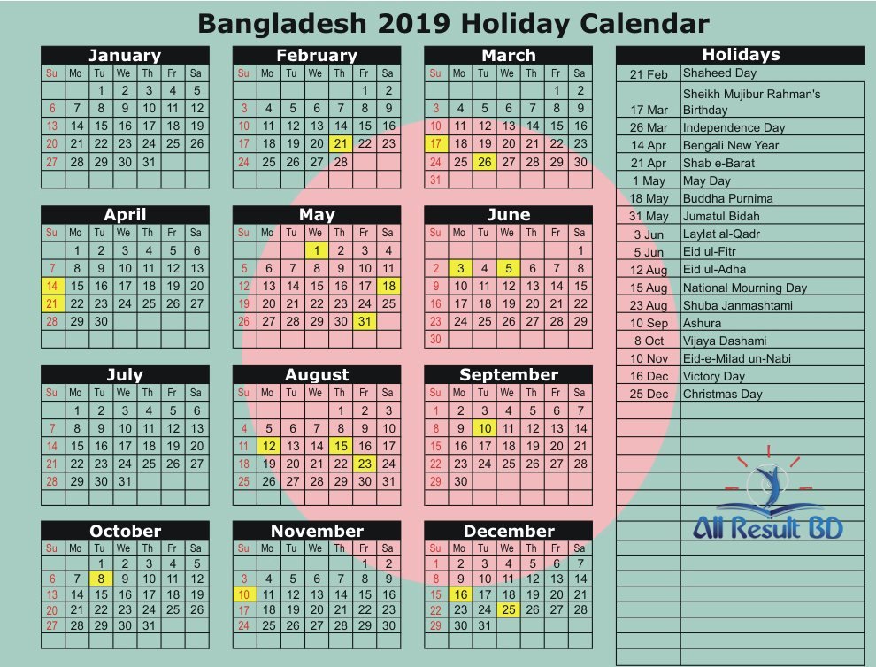 Bd Holiday Calendar 2022