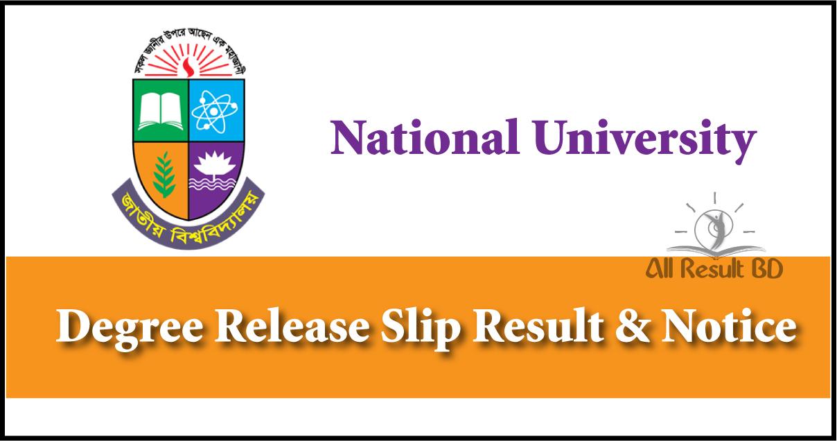 NU degree release slip result