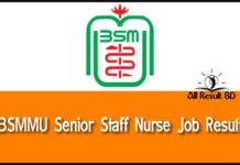BSMMU Senior Staff Nurse Result