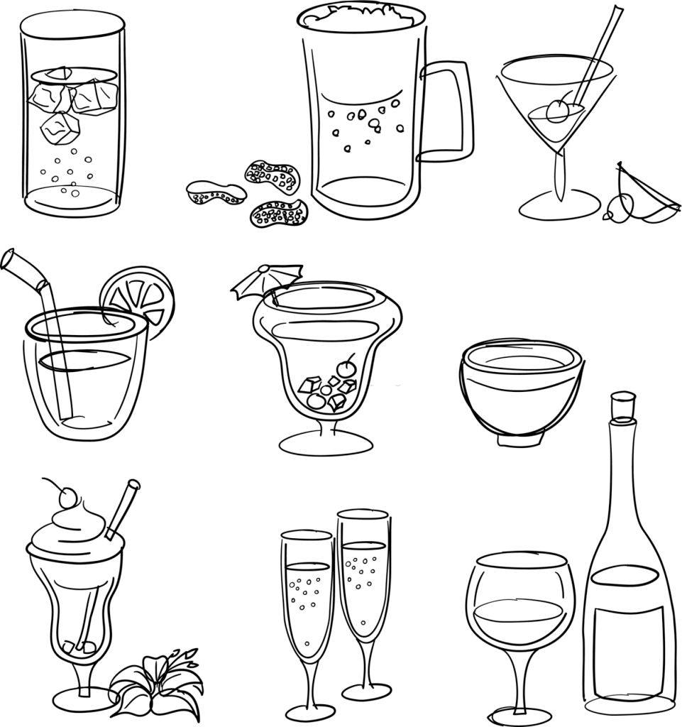 Drinks Line Art Set