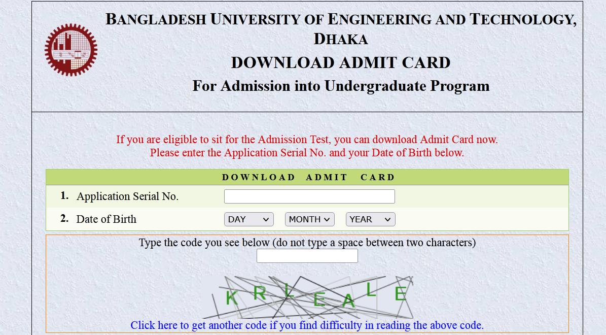 BUET Admit Card 2022 Download PDF ugadmission.buet.ac.bd