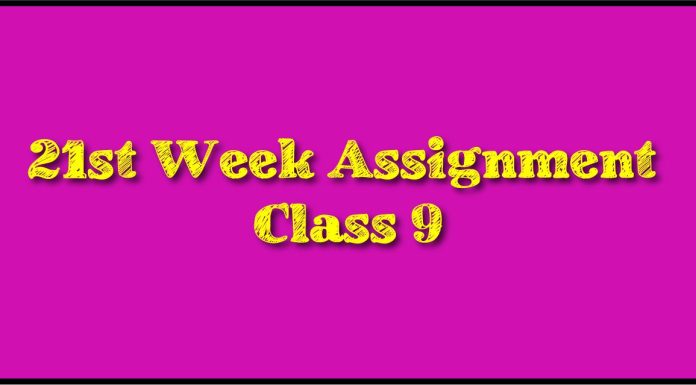 Class 9 Assignment 21st Week