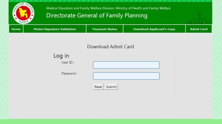 DGFP Admit Card