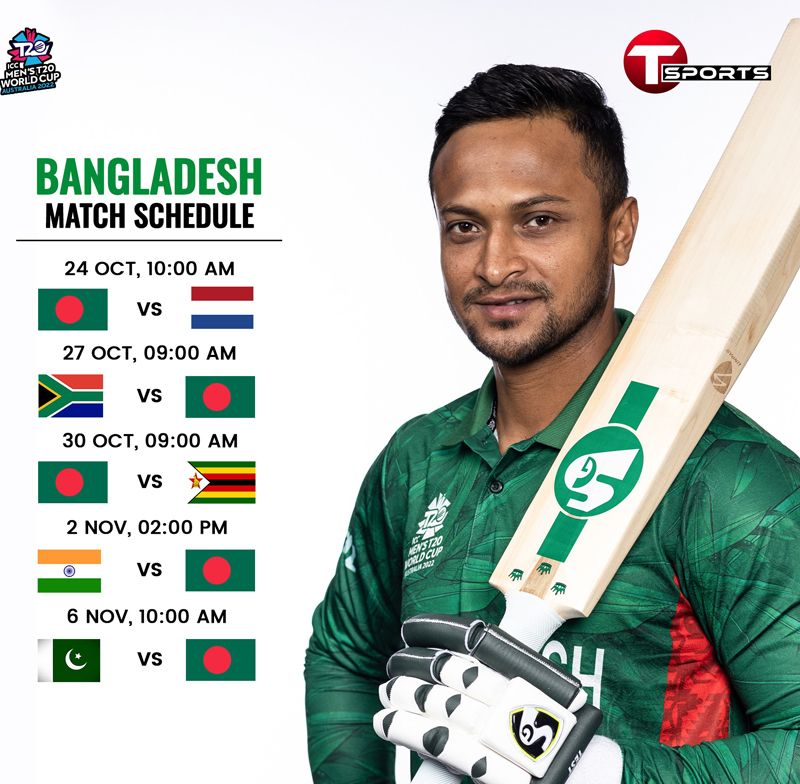 Bangladesh’s T20 World Cup Schedule