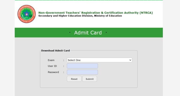 NTRCA Admit Card
